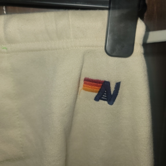 Aviator Nation Cream Joggers with Rainbow Logo Classic Small - Picture 8 of 8
